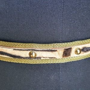Vintage Linea pelle leather and brass mesh belt size S